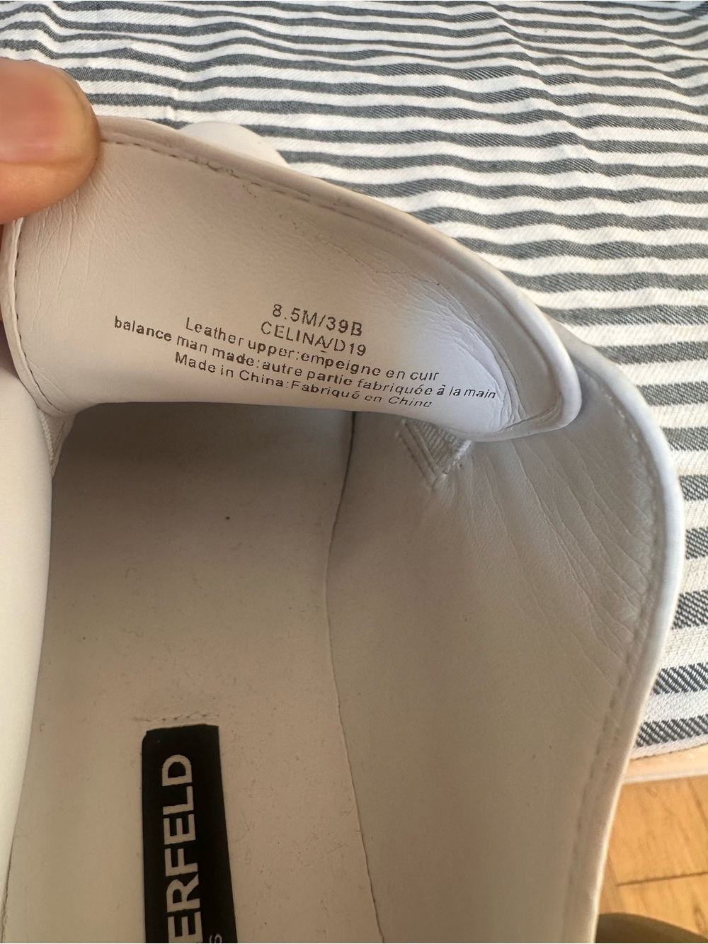 Karl Lagerfeld White Leather Slip-On Flats